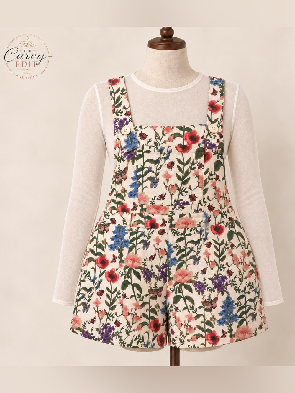 Cider 1XL Floral Micro Corduroy Shortalls Cottagecore Boho Garden Farmers Market